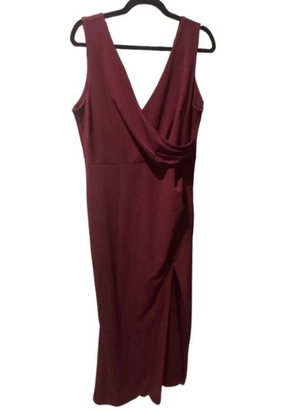 Amazon Sleeveless Draped V-Neck Maxi Dress in Burgundy